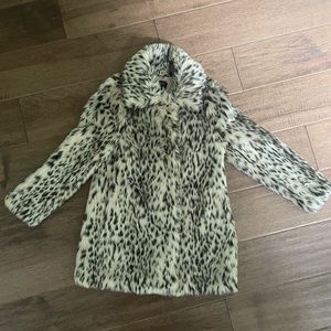 J Crew faux fur leopard print coat